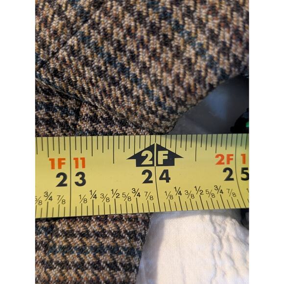 Tasso Elba Macy's Elbow Patch 100% Wool Brown Houndstooth Sports Coat Mens 44R - Picture 12 of 14